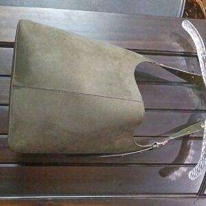 Elegant Olive Green Suede Tote Bag